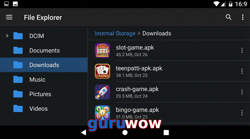 Main screen of Guruwow gameapk page for PK players